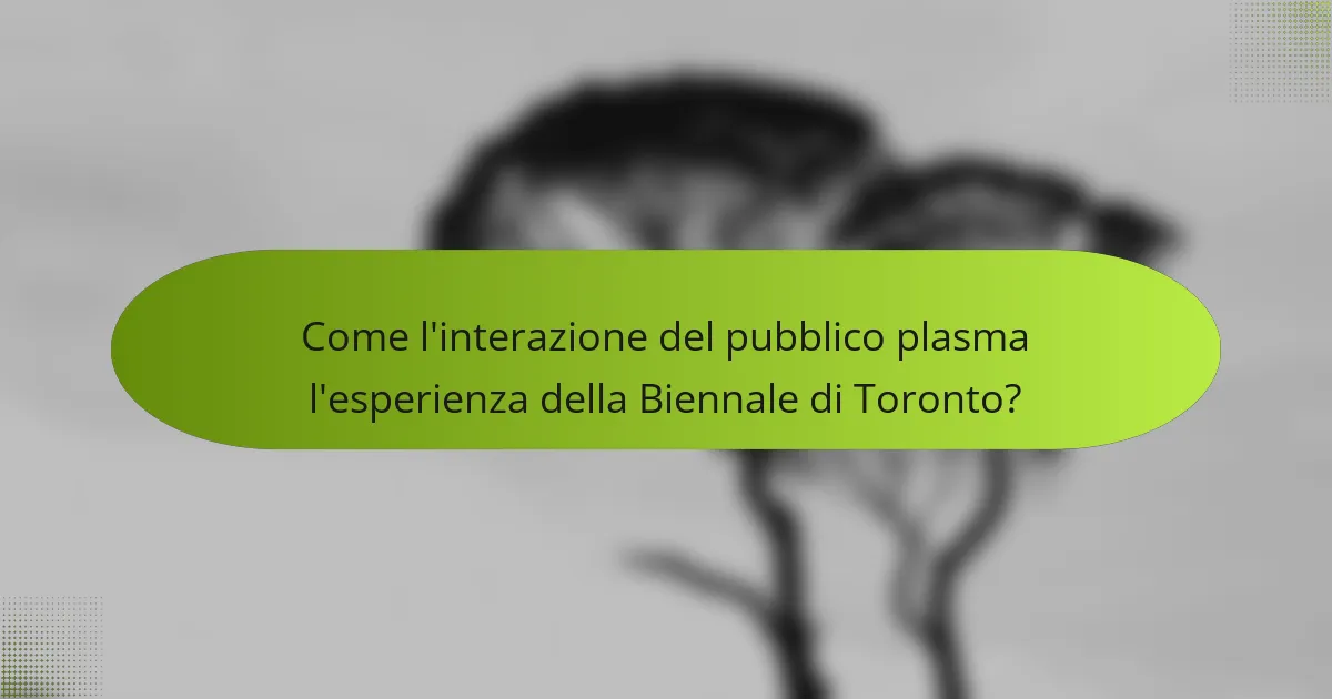 Come l'interazione del pubblico plasma l'esperienza della Biennale di Toronto?