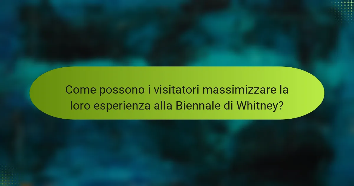 Come possono i visitatori massimizzare la loro esperienza alla Biennale di Whitney?