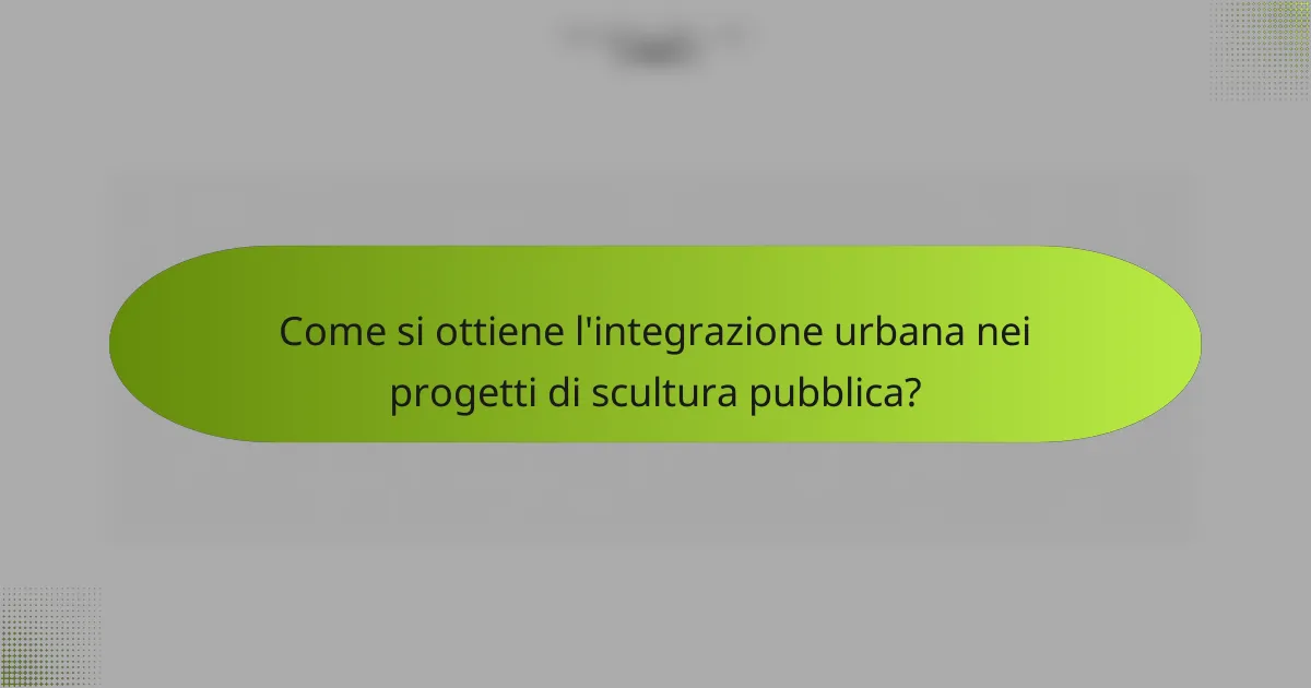 Come si ottiene l'integrazione urbana nei progetti di scultura pubblica?