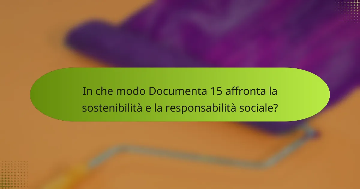 In che modo Documenta 15 affronta la sostenibilità e la responsabilità sociale?