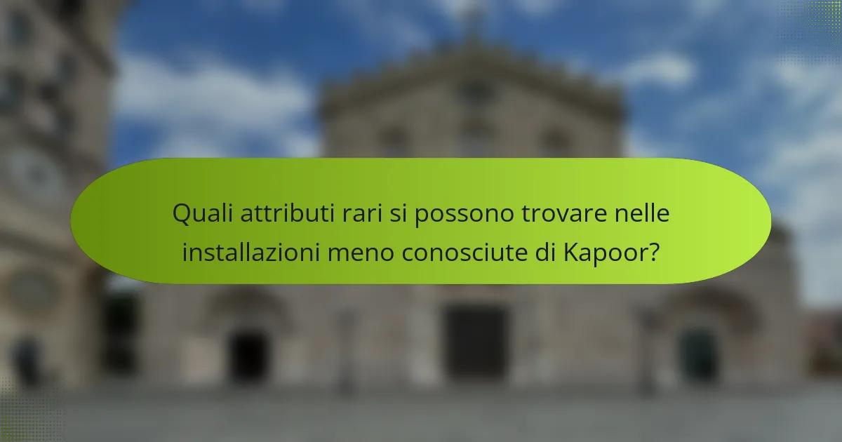 Quali attributi rari si possono trovare nelle installazioni meno conosciute di Kapoor?