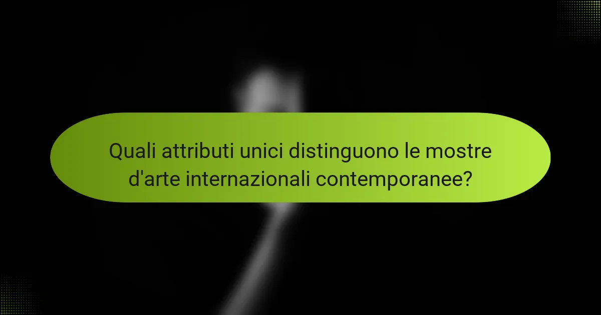 Quali attributi unici distinguono le mostre d'arte internazionali contemporanee?