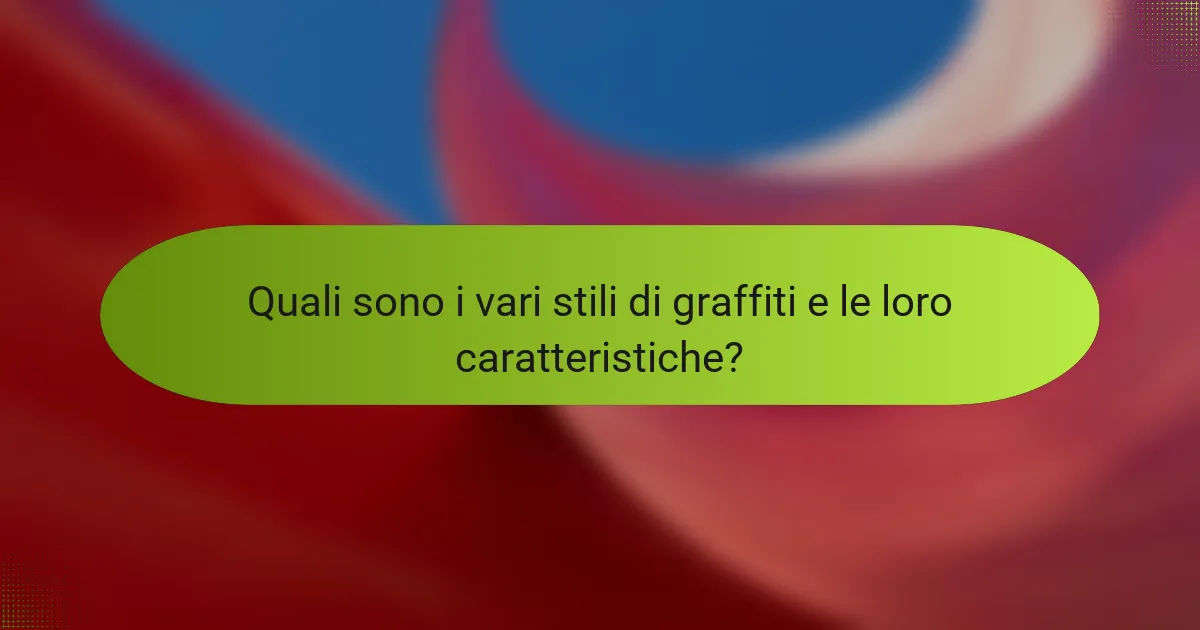 Quali sono i vari stili di graffiti e le loro caratteristiche?