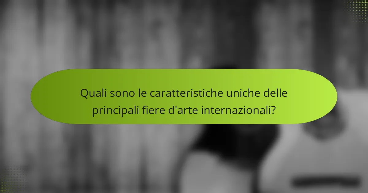 Quali sono le caratteristiche uniche delle principali fiere d'arte internazionali?
