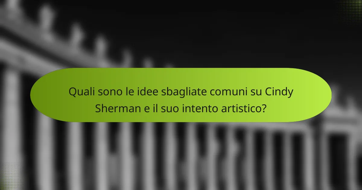 Quali sono le idee sbagliate comuni su Cindy Sherman e il suo intento artistico?