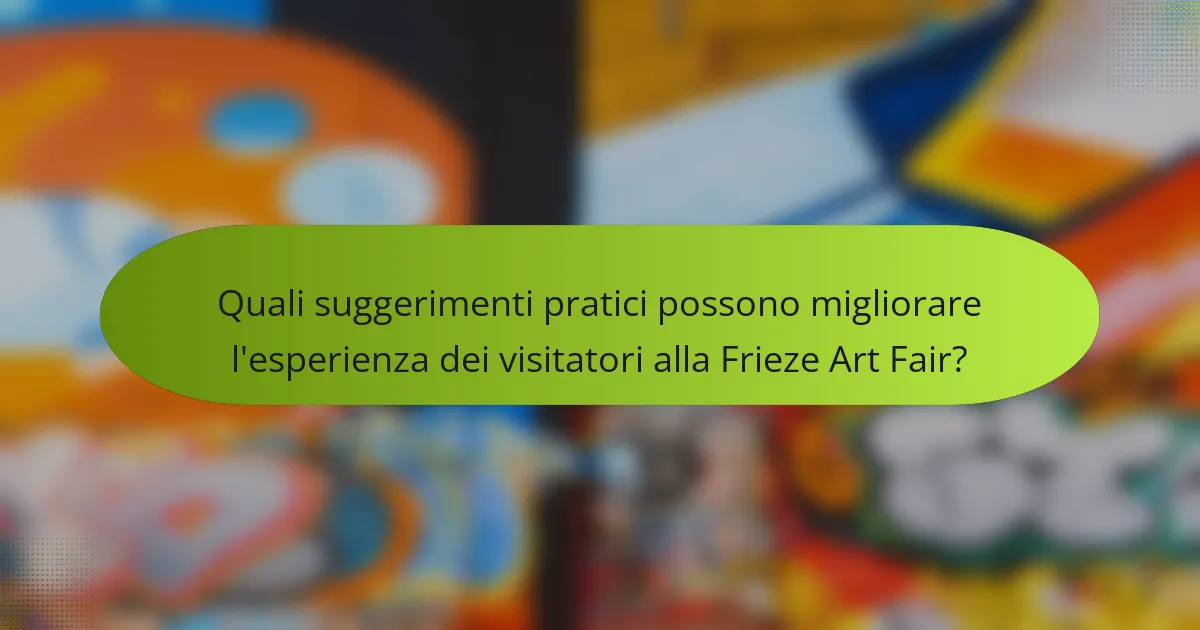 Quali suggerimenti pratici possono migliorare l'esperienza dei visitatori alla Frieze Art Fair?